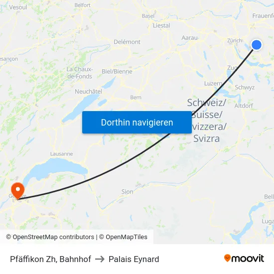Pfäffikon Zh, Bahnhof to Palais Eynard map