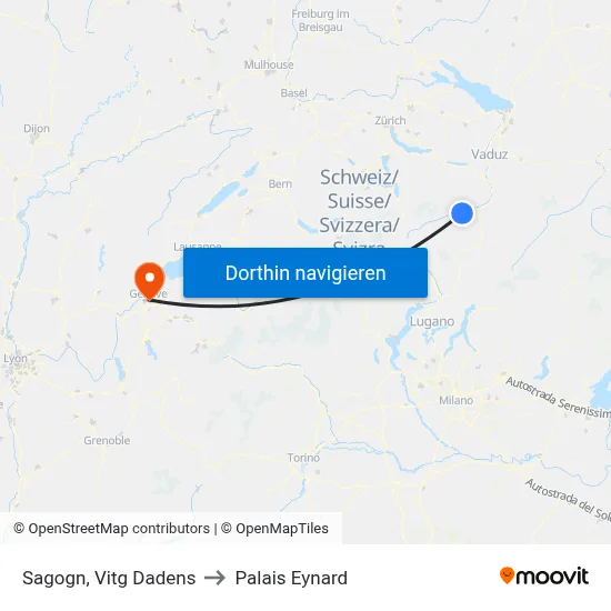 Sagogn, Vitg Dadens to Palais Eynard map