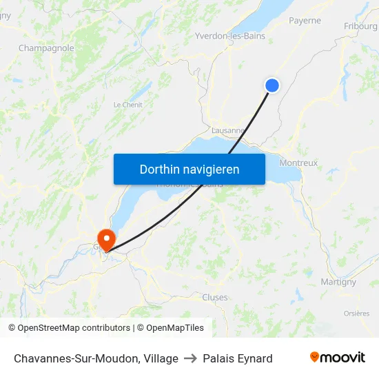 Chavannes-Sur-Moudon, Village to Palais Eynard map