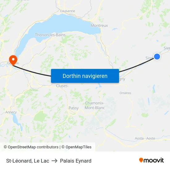 St-Léonard, Le Lac to Palais Eynard map