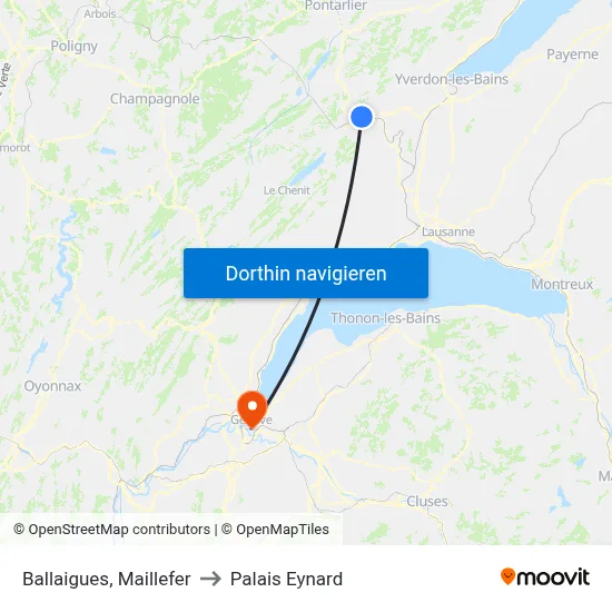 Ballaigues, Maillefer to Palais Eynard map