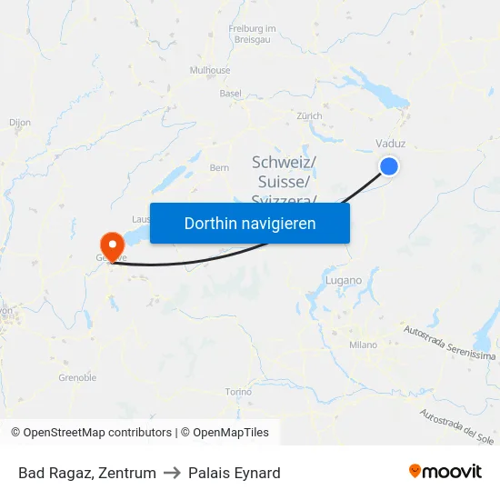 Bad Ragaz, Zentrum to Palais Eynard map