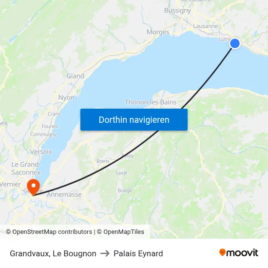 Grandvaux, Le Bougnon to Palais Eynard map