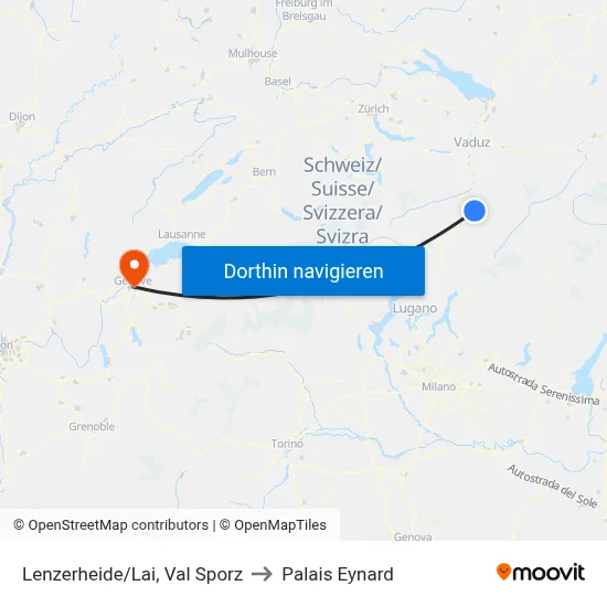 Lenzerheide/Lai, Val Sporz to Palais Eynard map