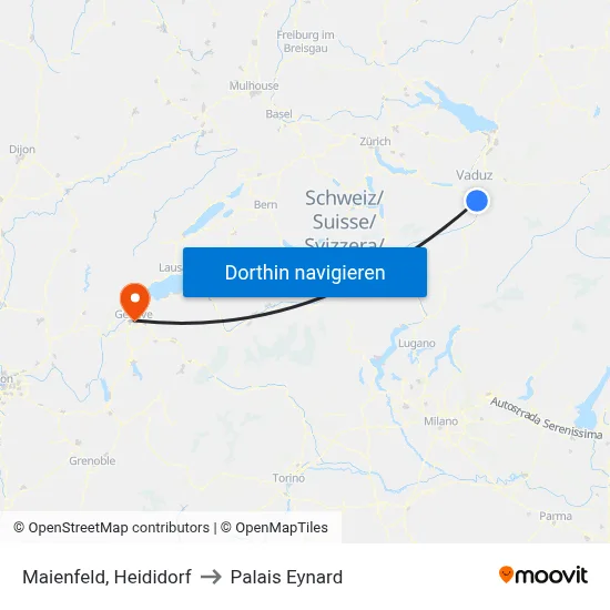 Maienfeld, Heididorf to Palais Eynard map