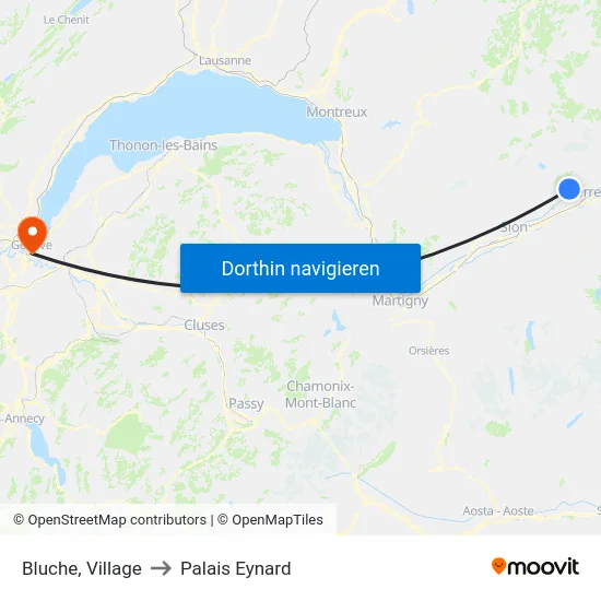 Bluche, Village to Palais Eynard map
