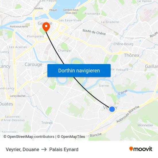Veyrier, Douane to Palais Eynard map