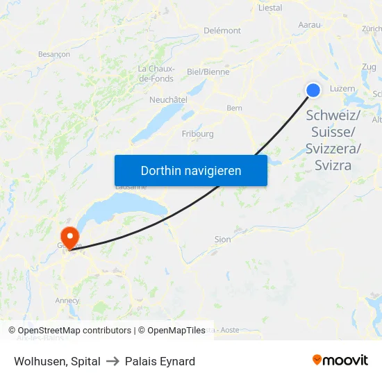 Wolhusen, Spital to Palais Eynard map