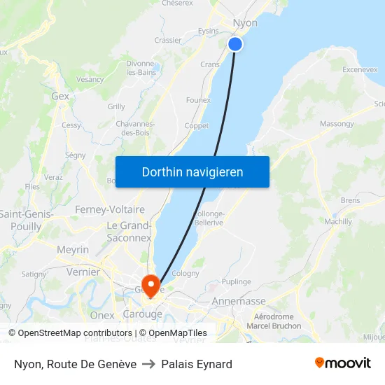 Nyon, Route De Genève to Palais Eynard map