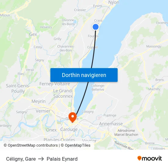 Céligny, Gare to Palais Eynard map
