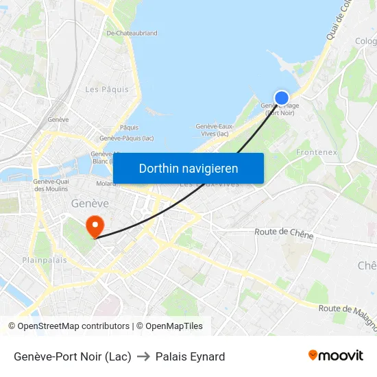 Genève-Port Noir (Lac) to Palais Eynard map