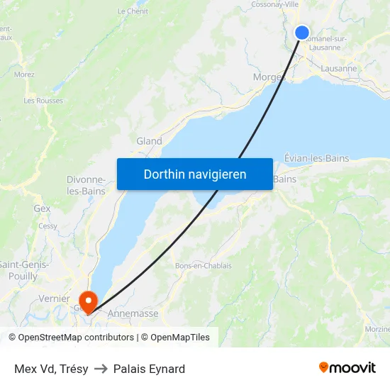 Mex Vd, Trésy to Palais Eynard map