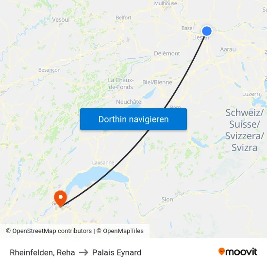 Rheinfelden, Reha to Palais Eynard map