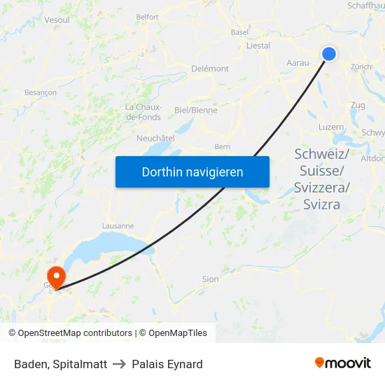 Baden, Spitalmatt to Palais Eynard map