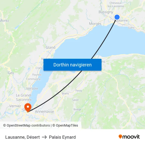 Lausanne, Désert to Palais Eynard map
