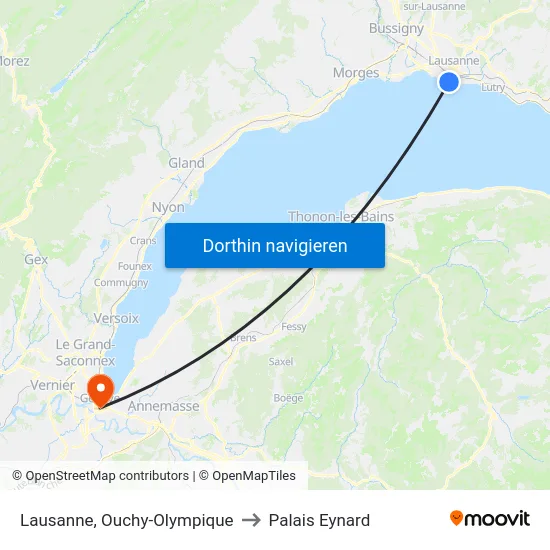 Lausanne, Ouchy-Olympique to Palais Eynard map