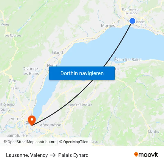 Lausanne, Valency to Palais Eynard map