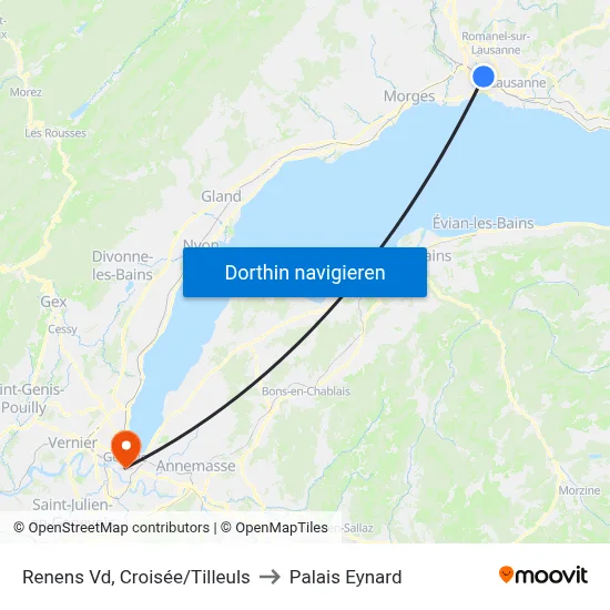 Renens Vd, Croisée/Tilleuls to Palais Eynard map