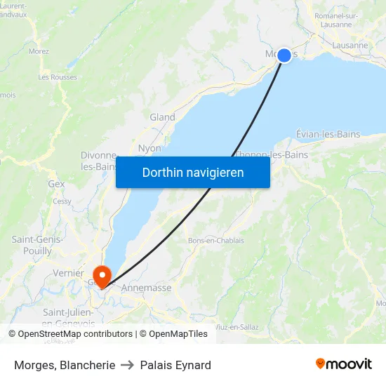 Morges, Blancherie to Palais Eynard map