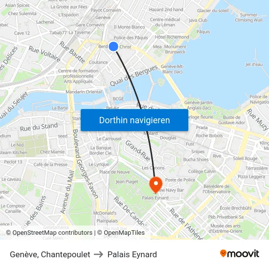 Genève, Chantepoulet to Palais Eynard map