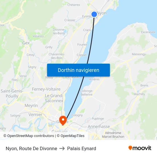 Nyon, Route De Divonne to Palais Eynard map