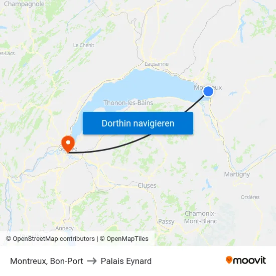 Montreux, Bon-Port to Palais Eynard map