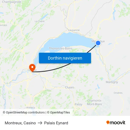 Montreux, Casino to Palais Eynard map