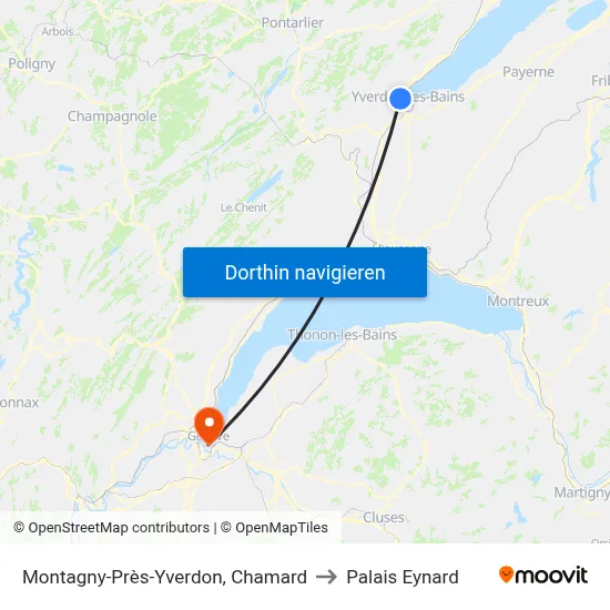 Montagny-Près-Yverdon, Chamard to Palais Eynard map