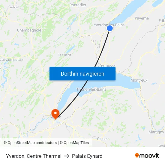 Yverdon, Centre Thermal to Palais Eynard map