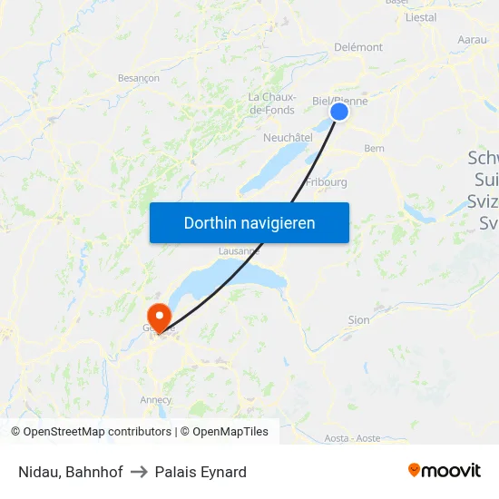 Nidau, Bahnhof to Palais Eynard map