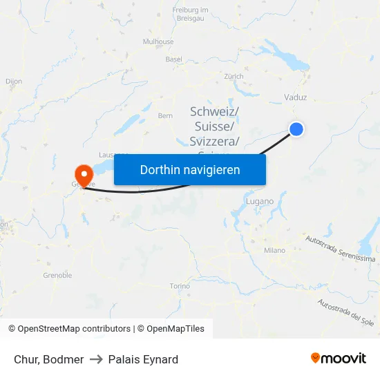 Chur, Bodmer to Palais Eynard map