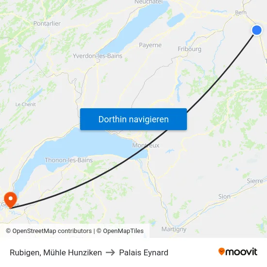 Rubigen, Mühle Hunziken to Palais Eynard map