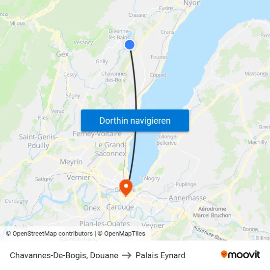 Chavannes-De-Bogis, Douane to Palais Eynard map
