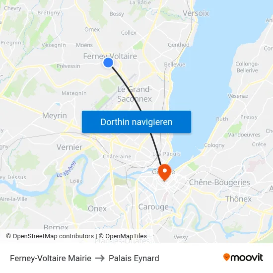 Ferney-Voltaire Mairie to Palais Eynard map
