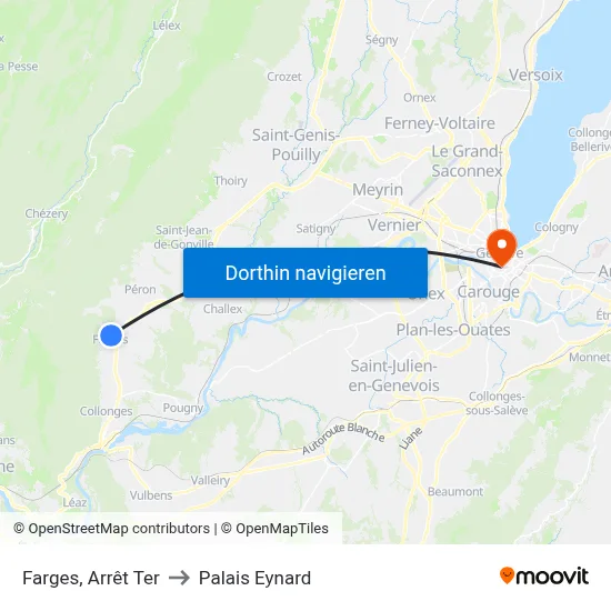 Farges, Arrêt Ter to Palais Eynard map