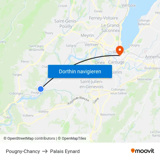 Pougny-Chancy to Palais Eynard map