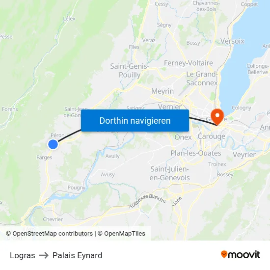 Logras to Palais Eynard map