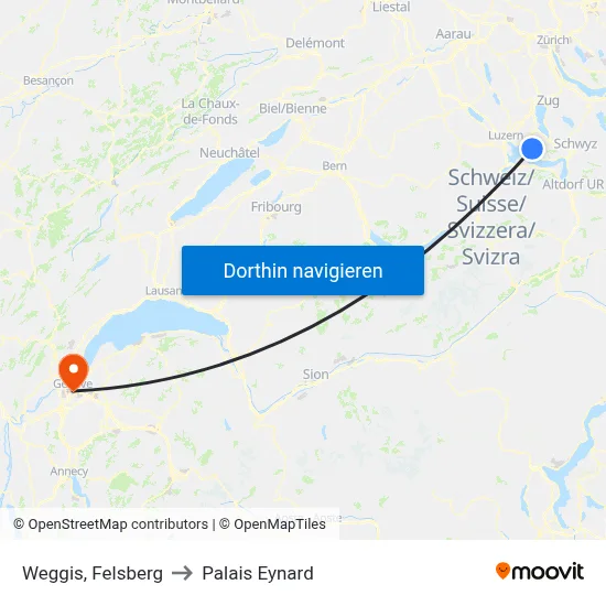 Weggis, Felsberg to Palais Eynard map