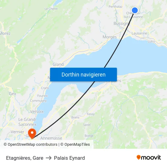 Etagnières, Village to Palais Eynard map