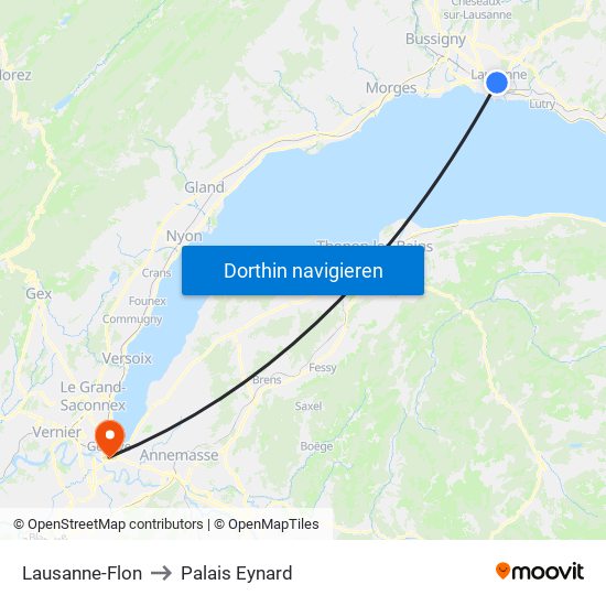 Lausanne-Flon to Palais Eynard map