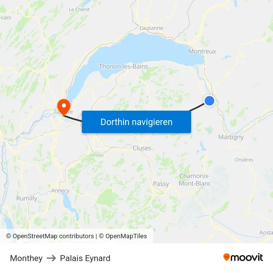 Monthey to Palais Eynard map