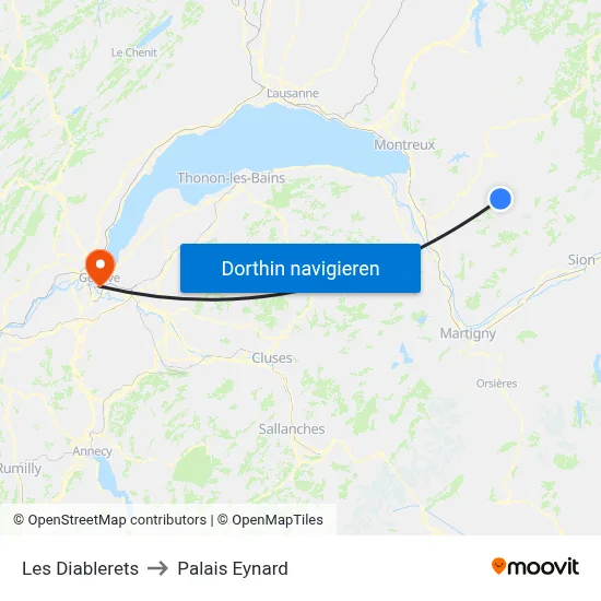 Les Diablerets to Palais Eynard map