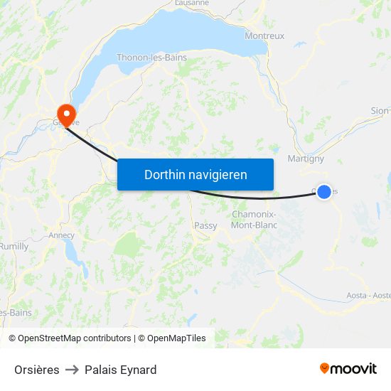 Orsières to Palais Eynard map
