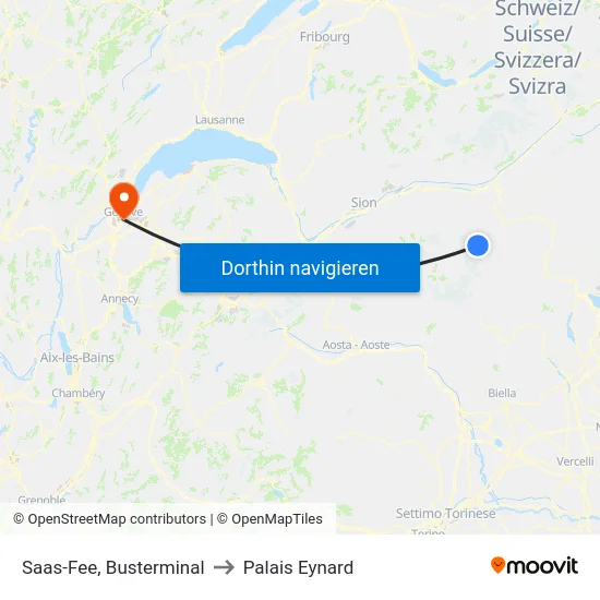Saas-Fee, Busterminal to Palais Eynard map