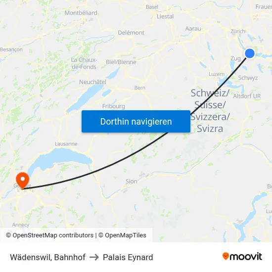 Wädenswil, Bahnhof to Palais Eynard map