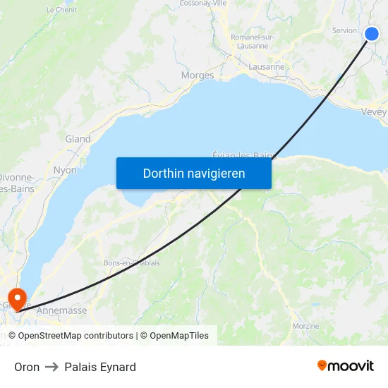 Oron to Palais Eynard map
