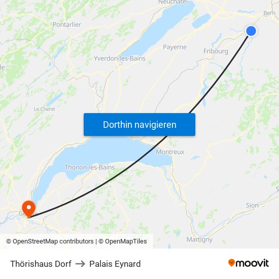 Thörishaus Dorf to Palais Eynard map