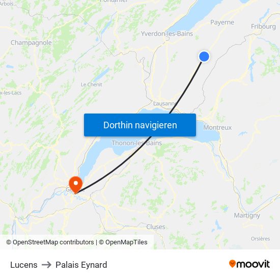 Lucens to Palais Eynard map