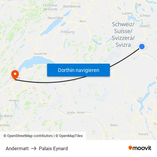 Andermatt to Palais Eynard map