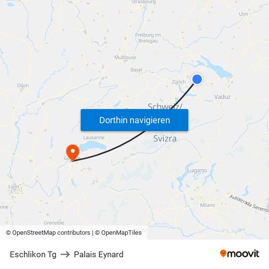Eschlikon Tg to Palais Eynard map